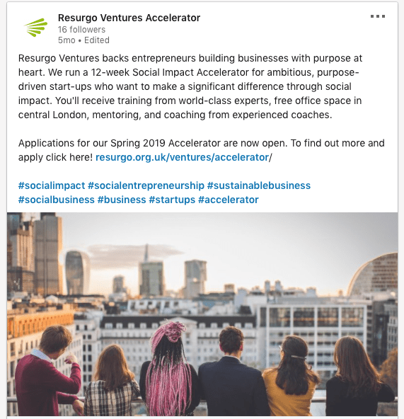 LinkedIn post announcing applications open