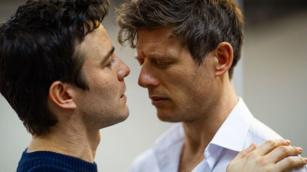 Luke Thompson and James Norton as Willem and Jude in A Little Life.